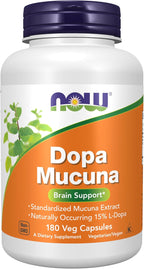 NOW Supplements, DOPA Mucuna, Extracto Estandarizado de Mucuna con 15% L-Dopa Natural, 90 Cápsulas Veganas