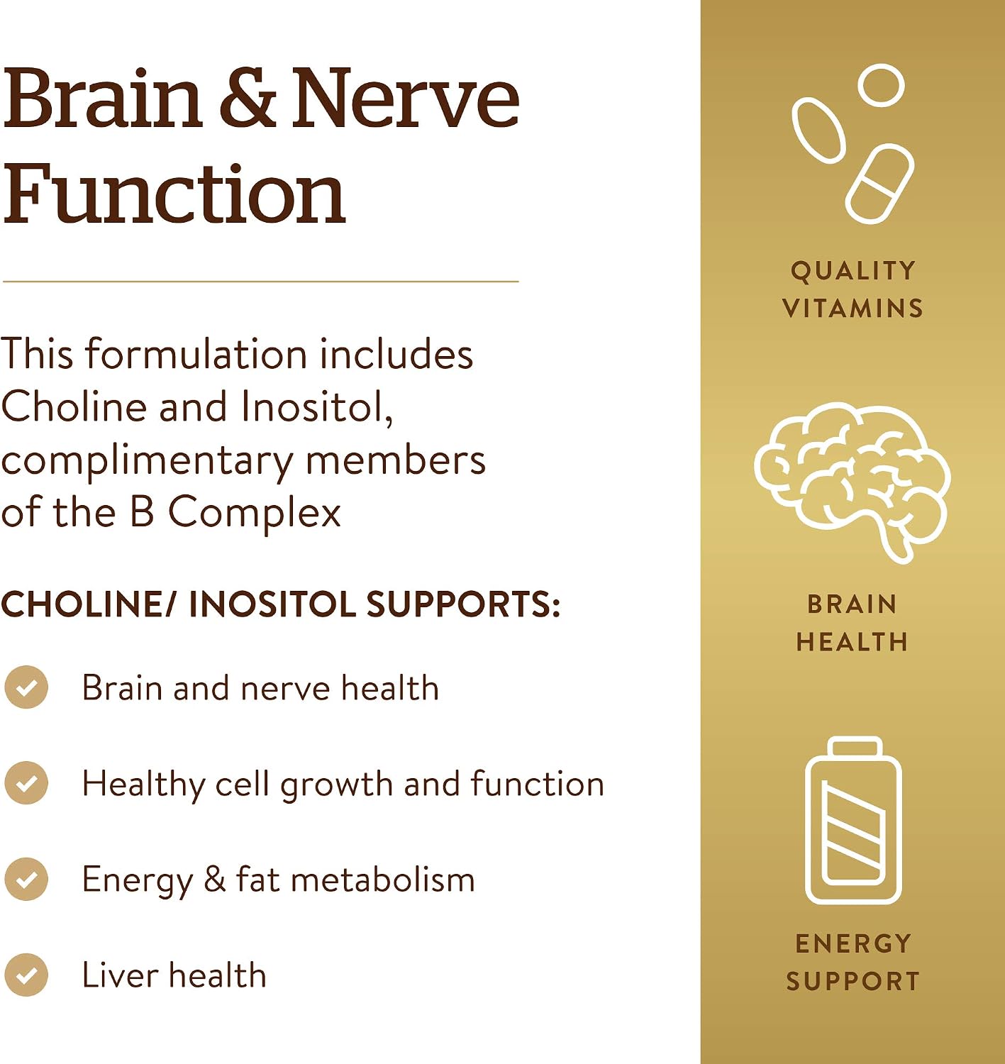 Solgar Choline and Inositol 500 mg/500 mg, 100 Vegetable Capsules