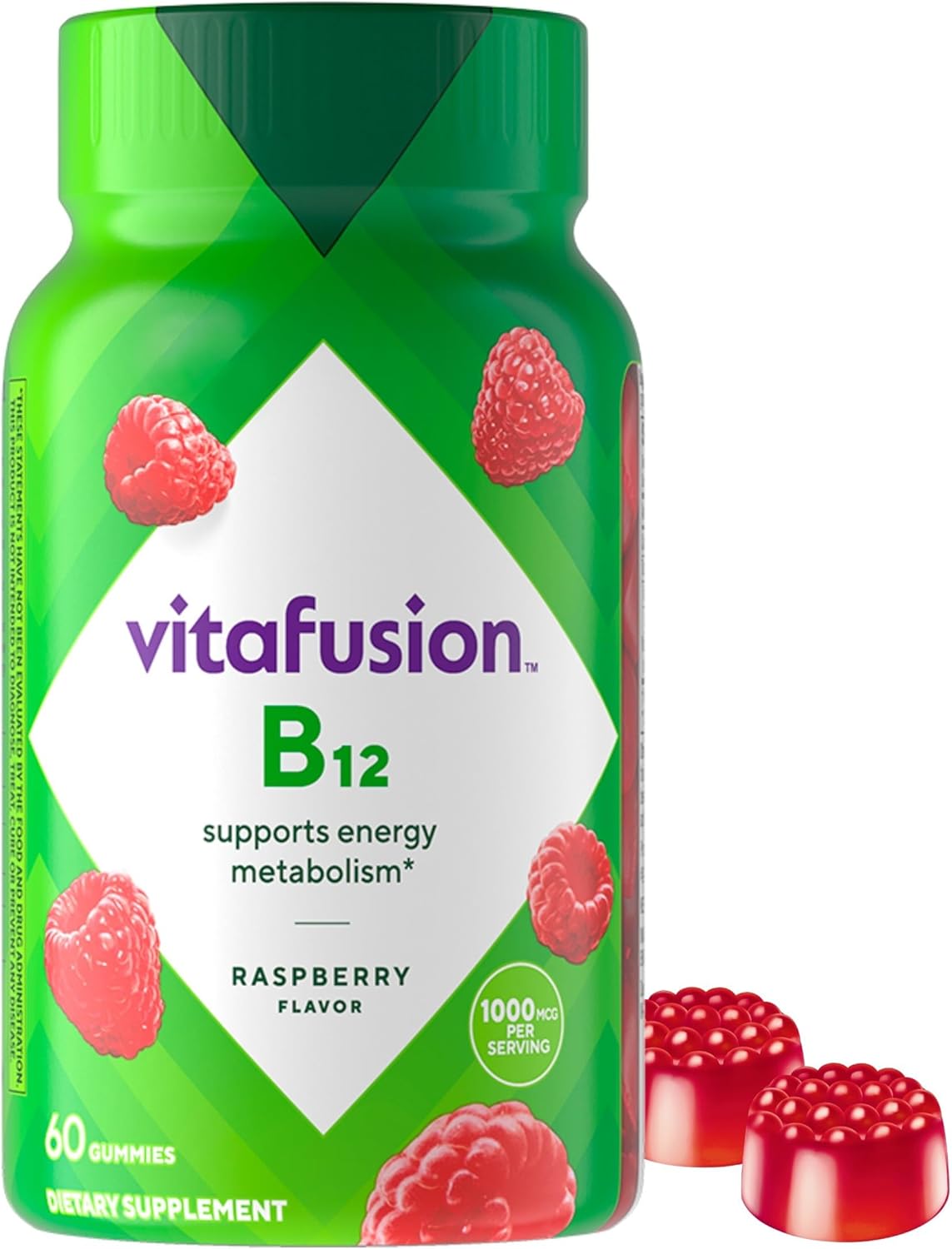 Vitafusion Vitamin B12 Gummies 1000 mcg - 60 Adult Gummies - Raspberry Flavor