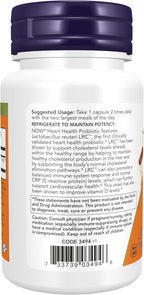 Now Supplements, Probiótico Clínico para la Salud del Corazón, Soporte Circulatorio, Ayuda a Mantener los Niveles de Colesterol ya Dentro del Rango Normal, Cepa Clínica NCIMB 30242, 60 Cápsulas Vegetales