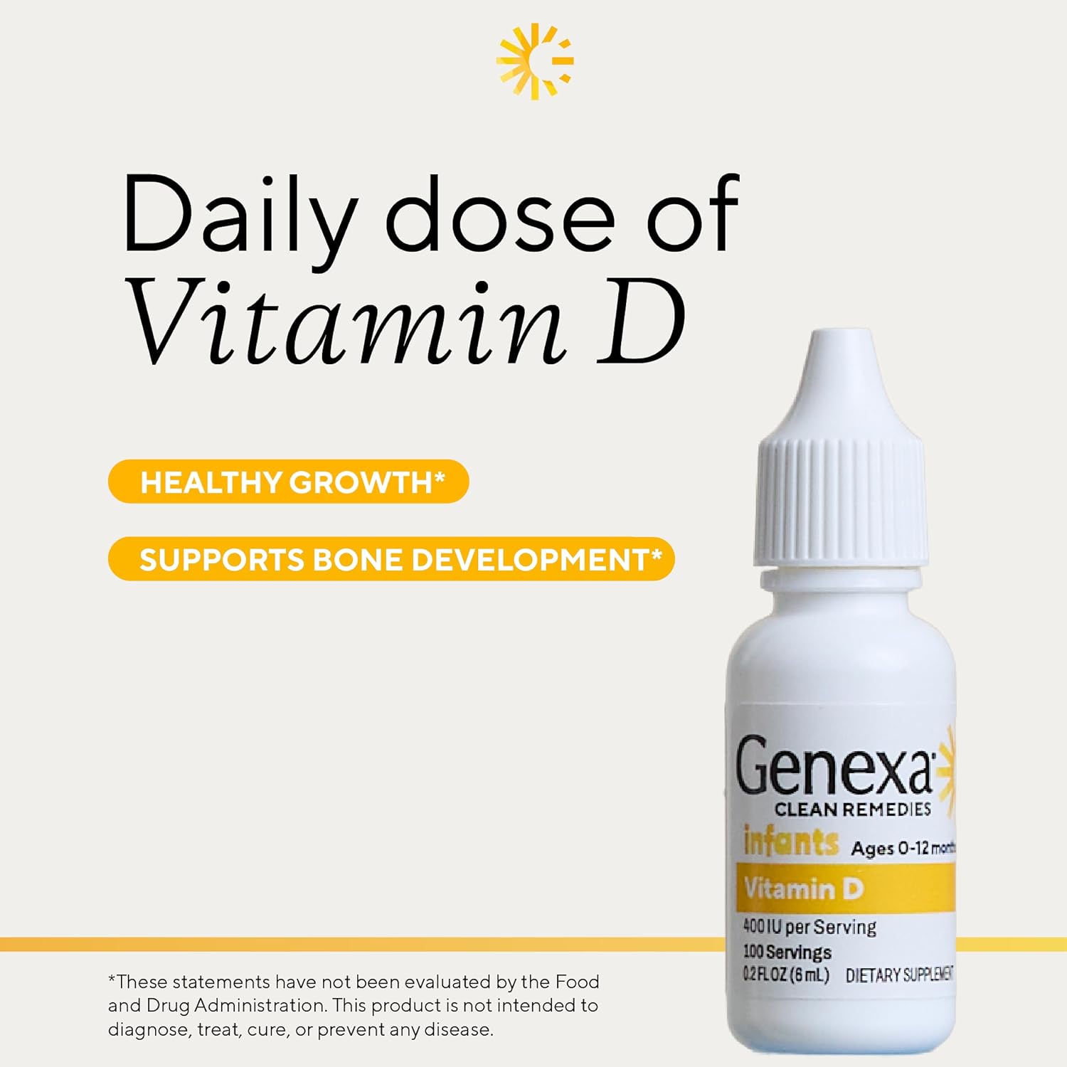 Genexa Vitamina D3 Líquida para Bebés - Gotas Orgánicas con Sabor a Vainilla - 90 Dosis
