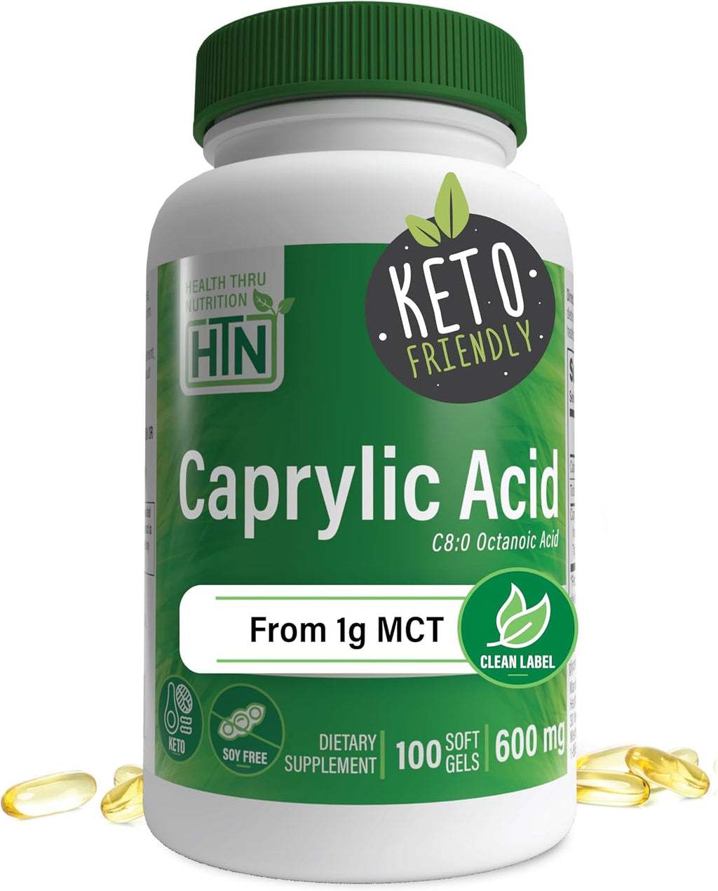 Health Thru Nutrition Ácido Caprílico 600mg - 100 Cápsulas Blandas