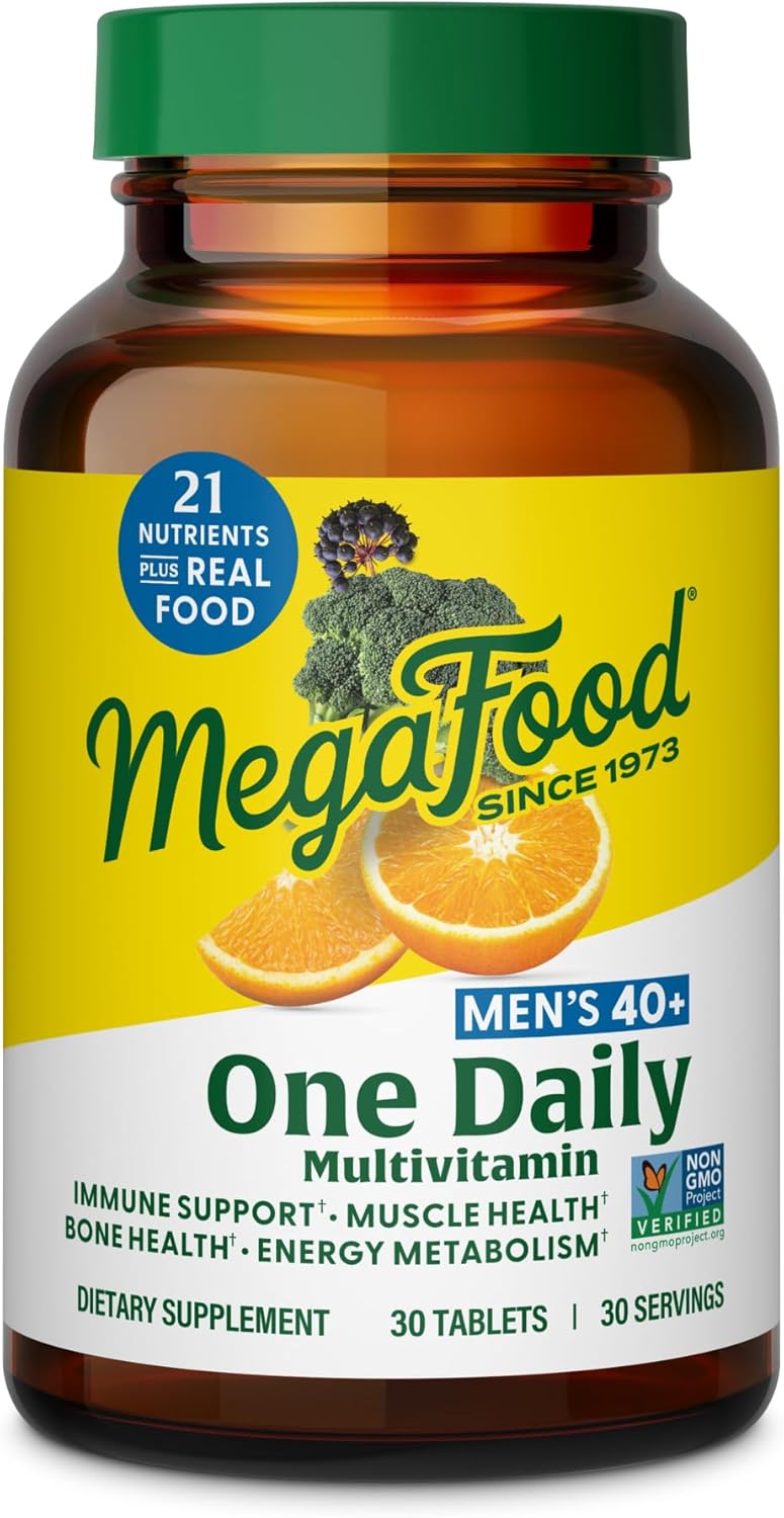 MegaFood Multivitamin for Men 40+ - Multivitamínico Diario para Hombres, 30 Comprimidos