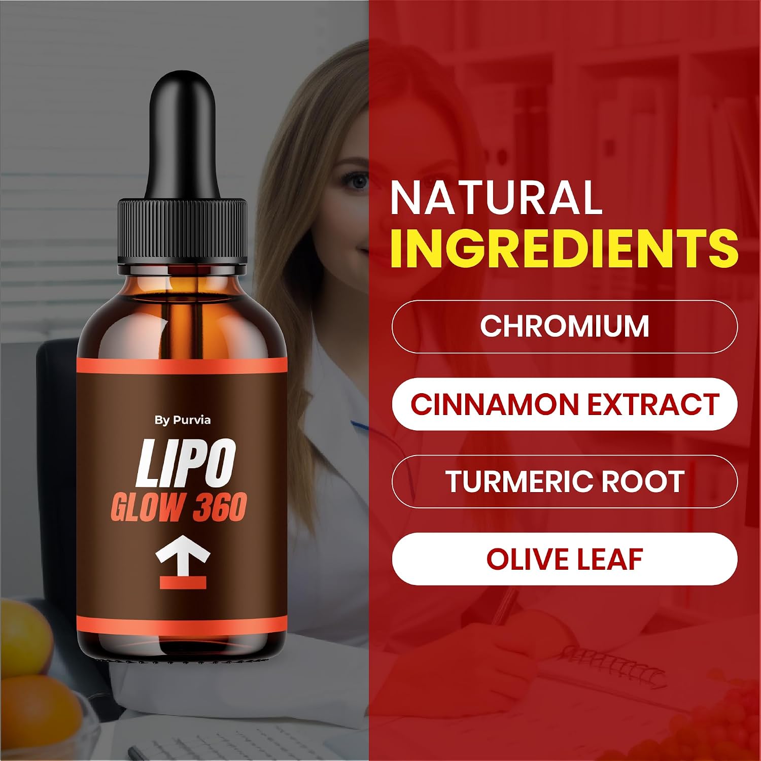 Lipo Glow 360 Gotas Líquidas - Suplemento de Bienestar General, Fórmula Avanzada (3 Envases)