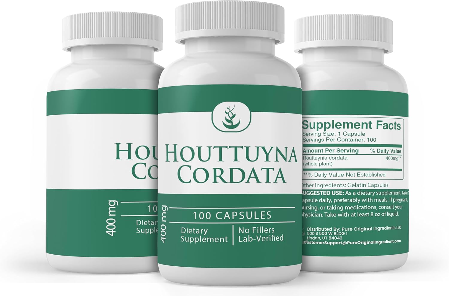 Pure Original Ingredients Houttuynia Cordata (100 Cápsulas) Siempre Puro, Sin Aditivos ni Rellenos, Verificado en Laboratorio