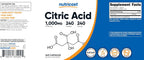 Nutricost Ácido Cítrico 1000mg (1 gramo), 240 Cápsulas - Sin Gluten, No Transgénico