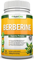 Berberina 1200 mg - 90 Cápsulas Vegetales - Suplemento Puro de Berberina HCL - NutriONN