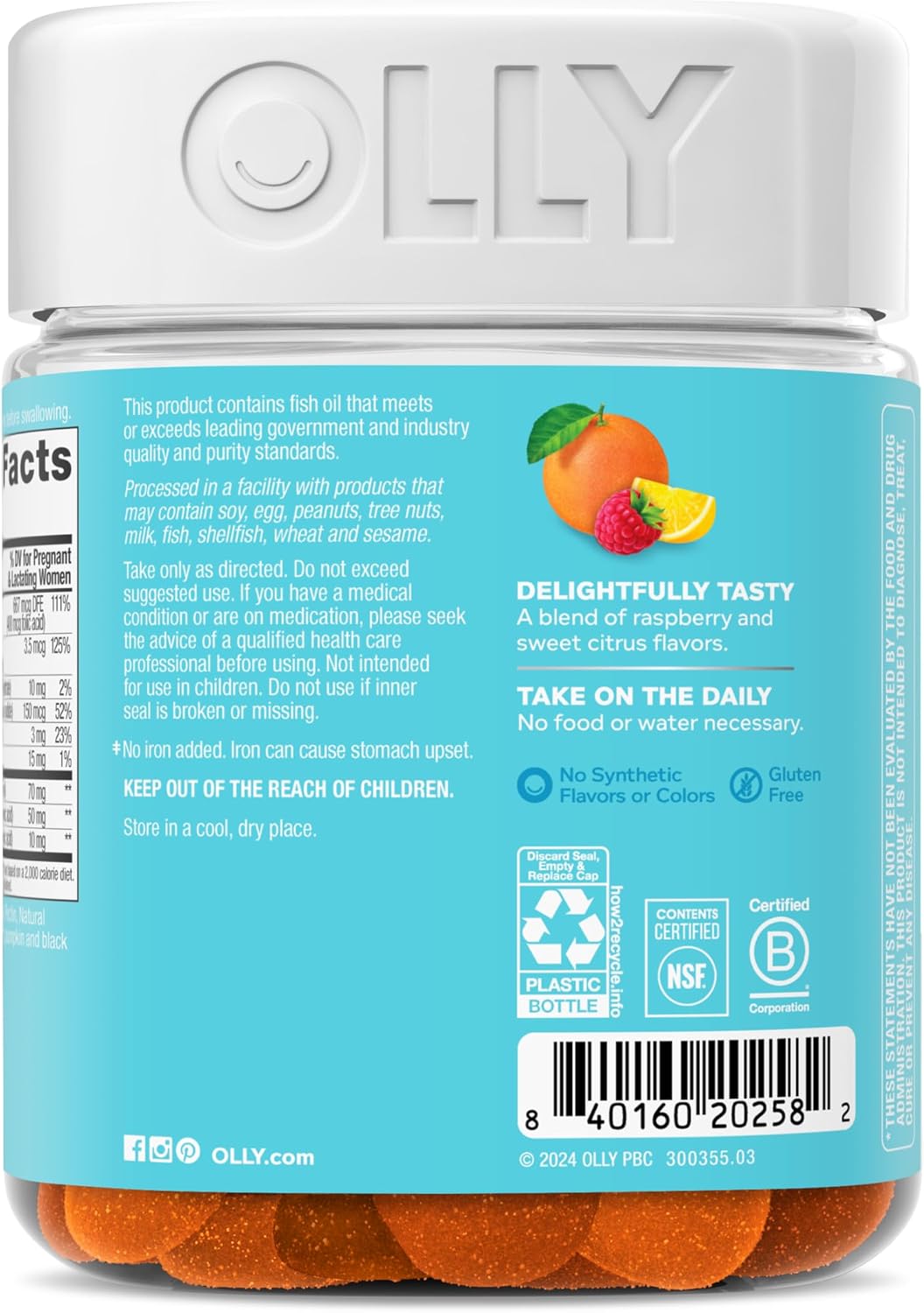 OLLY Multivitamínico Prenatal Gummies, Ácido Fólico + DHA, 84 Gomitas