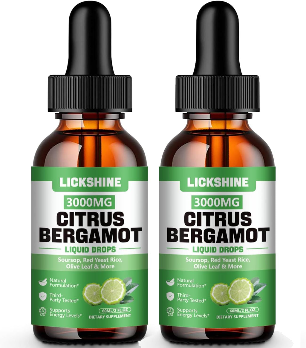 lickshine 2 Pack Gotas Líquidas de Bergamota Cítrica 3000 mg - Alta Absorción - Suplemento Antioxidante y para el Sistema Inmunitario, 2 x 118 ml