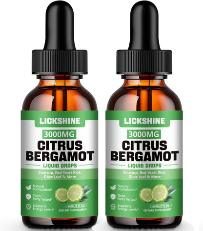 lickshine 2 Pack Gotas Líquidas de Bergamota Cítrica 3000 mg - Alta Absorción - Suplemento Antioxidante y para el Sistema – Image 1
