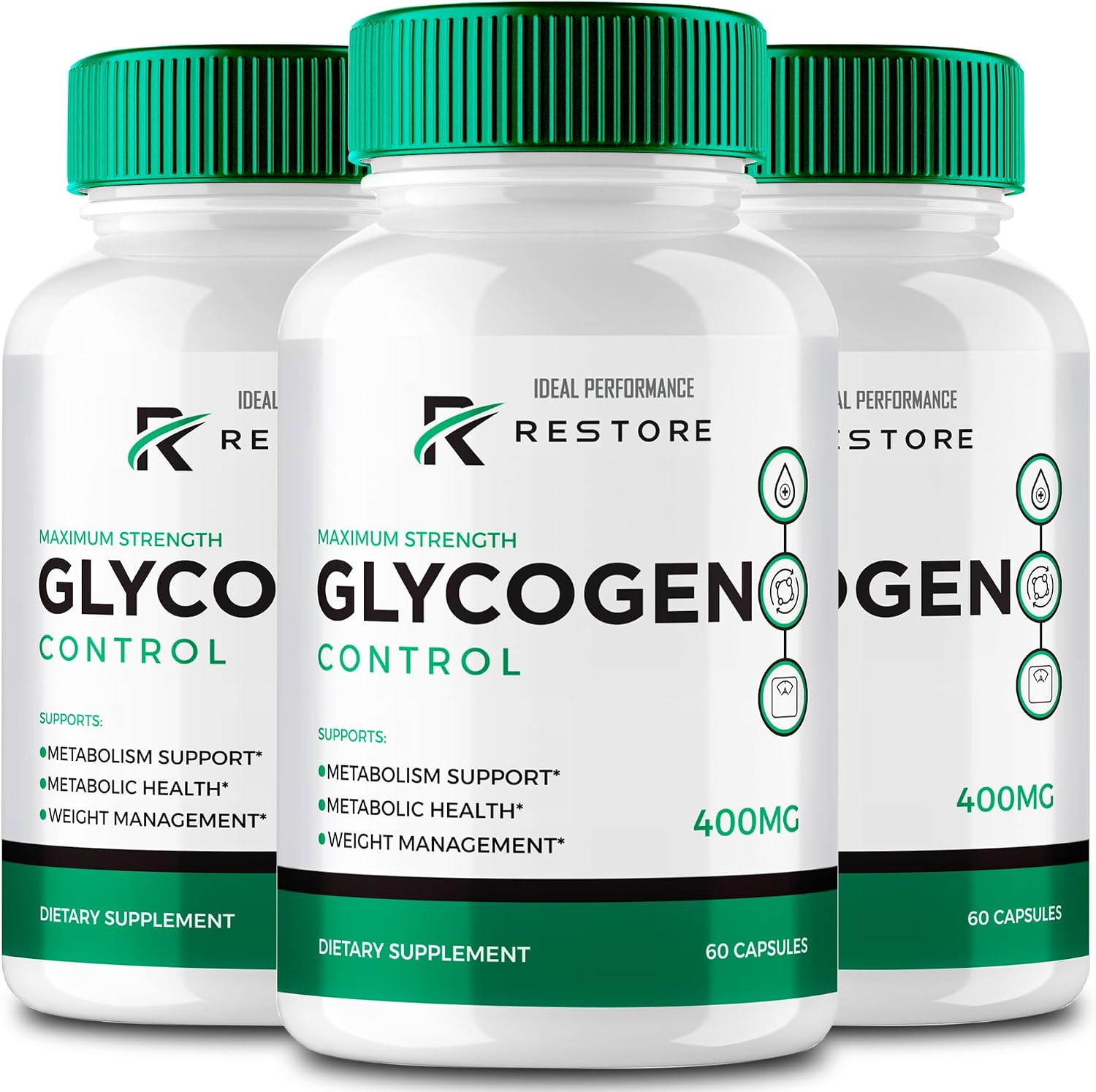 Restore Glycogen Control Cápsulas - Fórmula Natural de Máxima Potencia (3 Envases)