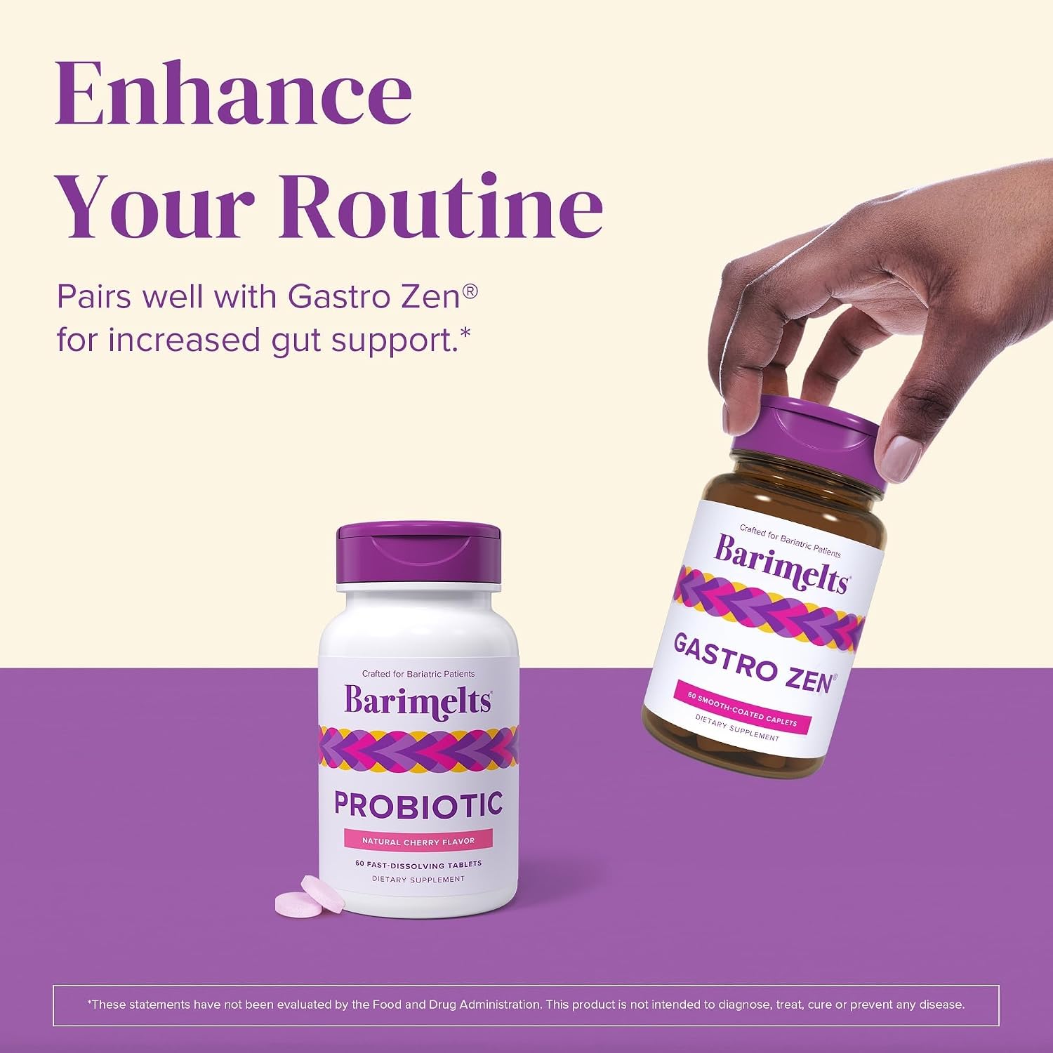 BariMelts Probiotic, 5 Billion CFU - 60 Rapid Dissolve Tablets (2-Month Supply) - Sugar-Free Probiotic for Women, Supports Gut Health after Bariatric Surgery, Natural Cherry Flavor