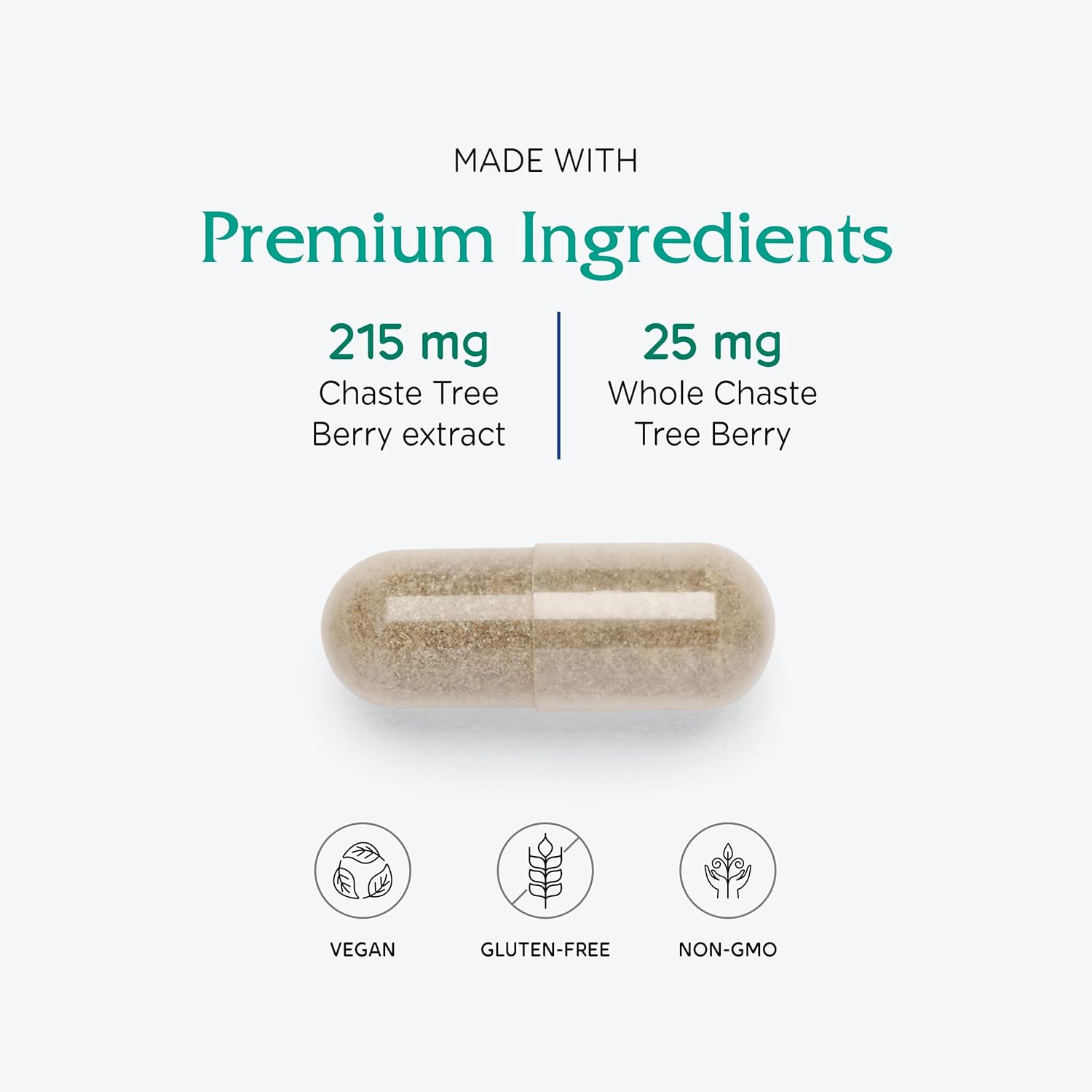 Vitanica, Baya del Árbol Casto (Sauzgatillo), Extracto de Vitex Plus, Vegano, 60 Cápsulas