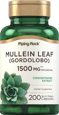 Piping Rock Extracto de Hoja de Gordolobo | 200 Cápsulas | Suplemento Herbario No-GMO y Sin Gluten