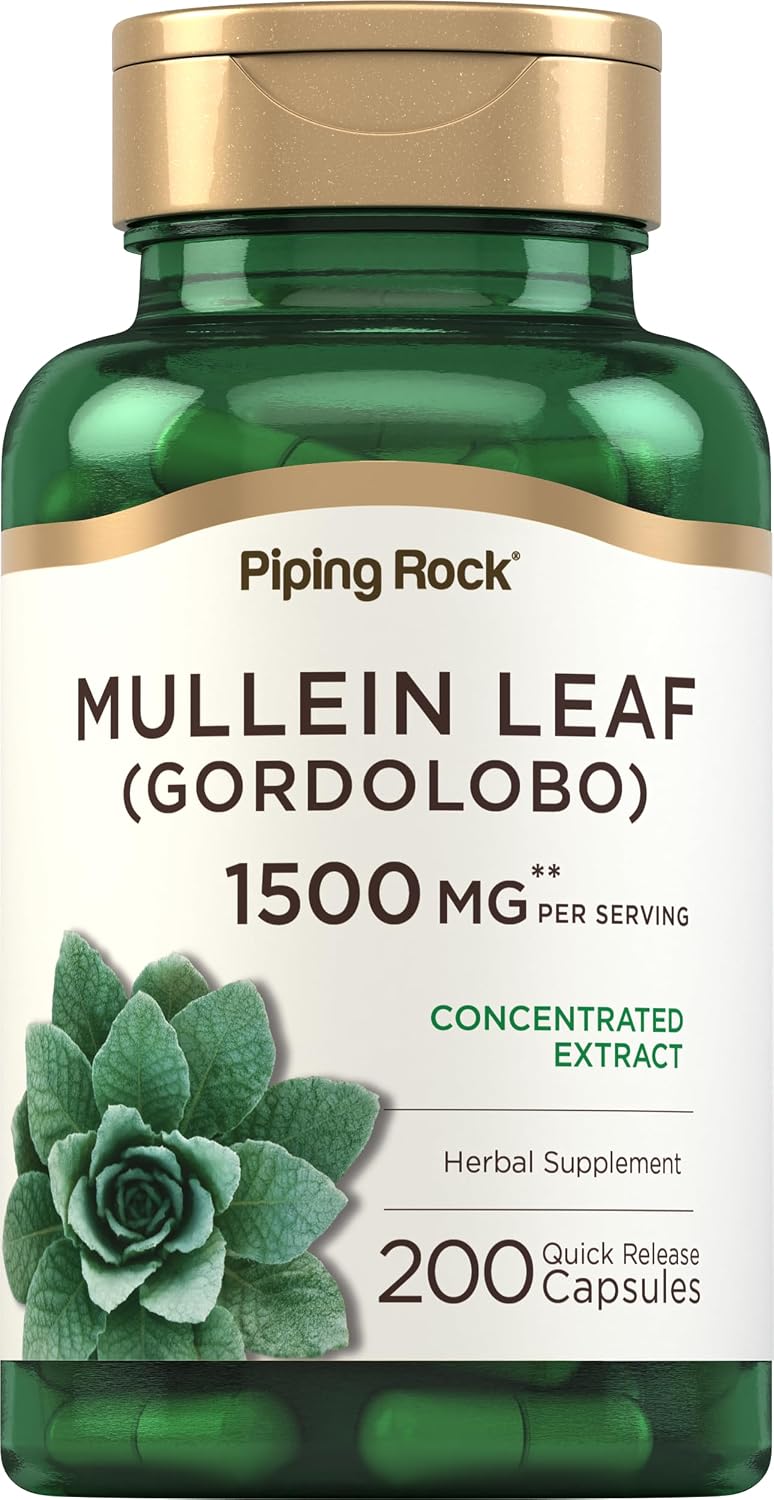 Piping Rock Extracto de Hoja de Gordolobo | 200 Cápsulas | Suplemento Herbario No-GMO y Sin Gluten