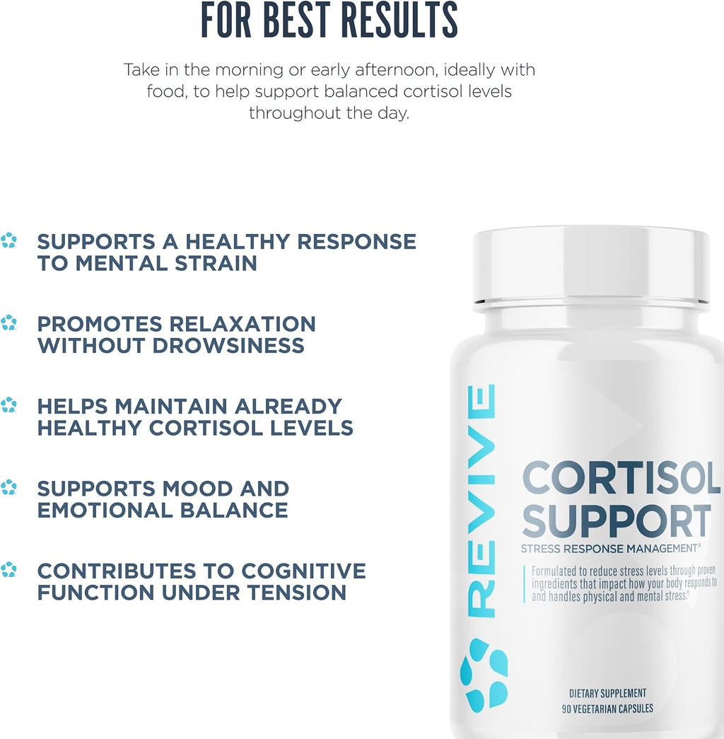 Revive MD Cortisol Manager, 90 Cápsulas Vegetarianas - Suplemento para el Control del Cortisol con Magnesio y L-Teanina