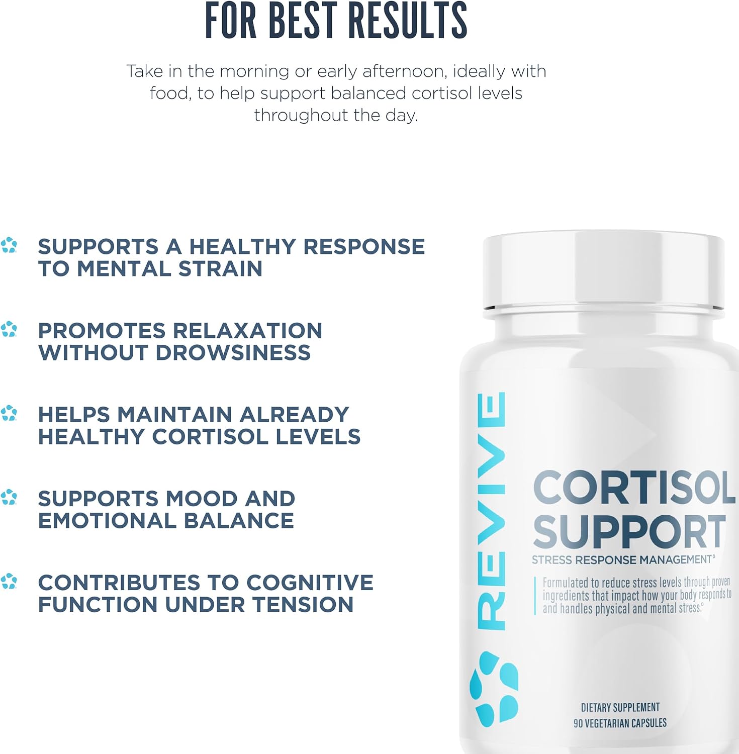 Revive MD Cortisol Manager, 90 Cápsulas Vegetarianas - Suplemento para el Control del Cortisol con Magnesio y L-Teanina