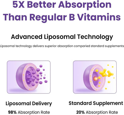 Complejo B Liposomal Líquido con – Personas con dietas vegetarianas o veganas: la vitamina B12 se encuentra casi – Image 3