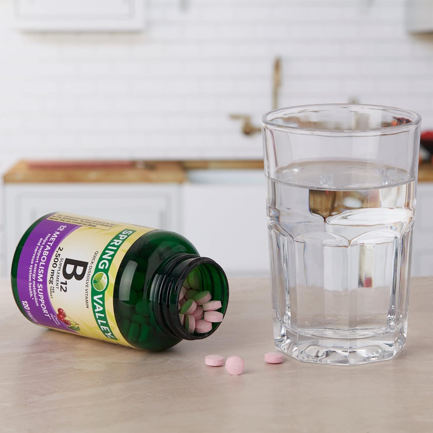 Spring Valley Vitamina B12 2500 mcg Comprimidos de Disolución Rápida, 120 Comprimidos