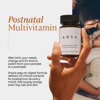ANYA Multivitamínico Postparto, Vitaminas para la Lactancia, 30 Cápsulas - Vitaminas A, C, D3, Zinc, B12, Biotina, Folato y Hierro - 100% Vegano, Sin Gluten, Sin OGM