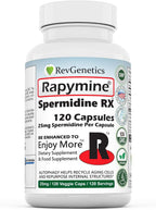REVGENETICS Spermidine Rapymine - 25mg Espermidina 3HCl (13,8mg Elemental) - 120 Cápsulas - Sin Trigo - Apoyo a la Autofagia