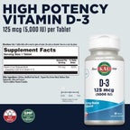 KAL Vitamina D3 5000 UI 125 mcg - 60 Comprimidos ActivTab