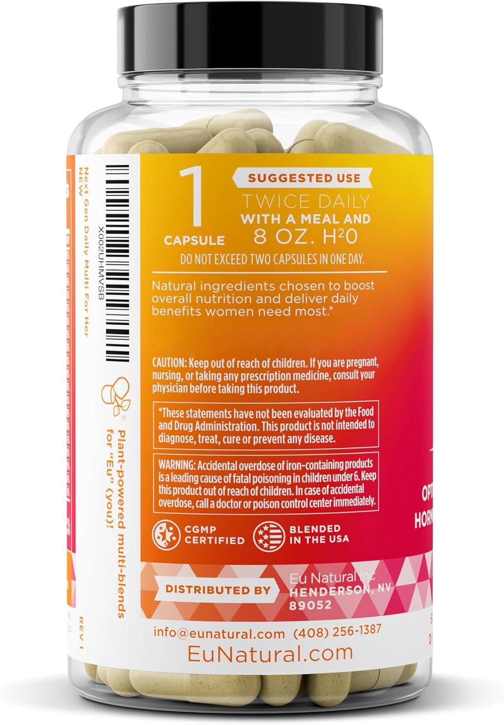 Eu Natural Next Gen Multivitamínico para Mujeres - 22 Vitaminas Optimizadas para Inmunidad, Energía, Huesos y Belleza - 60 Cápsulas Vegetales