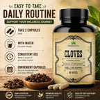 Cápsulas de Clavo - Suplemento Natural - Rico en Vitaminas, Minerales, Manganeso, Fibra - Puede Ayudar a la Digestión y Fortalecer los Huesos - 100 Cápsulas