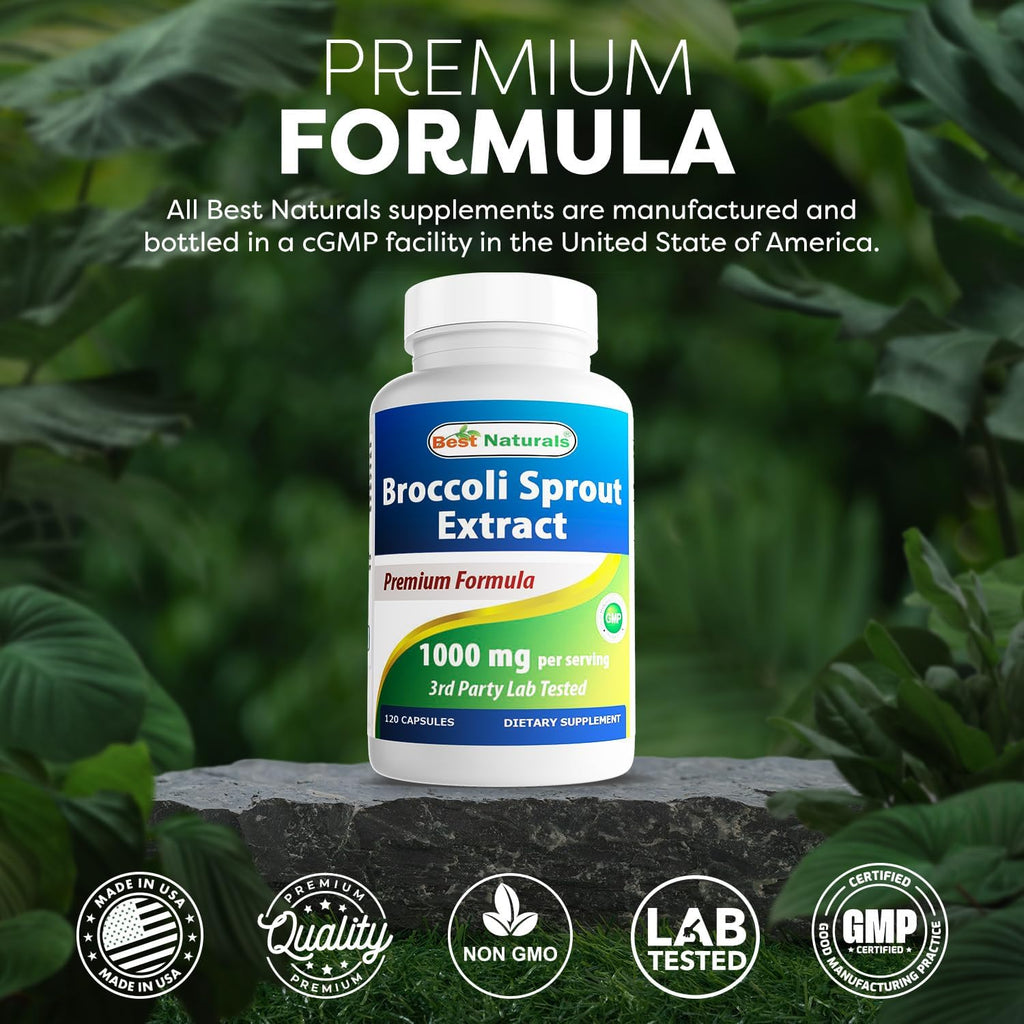 Best Naturals Extracto de Brotes de Brócoli, 1000 mg, 120 Cápsulas