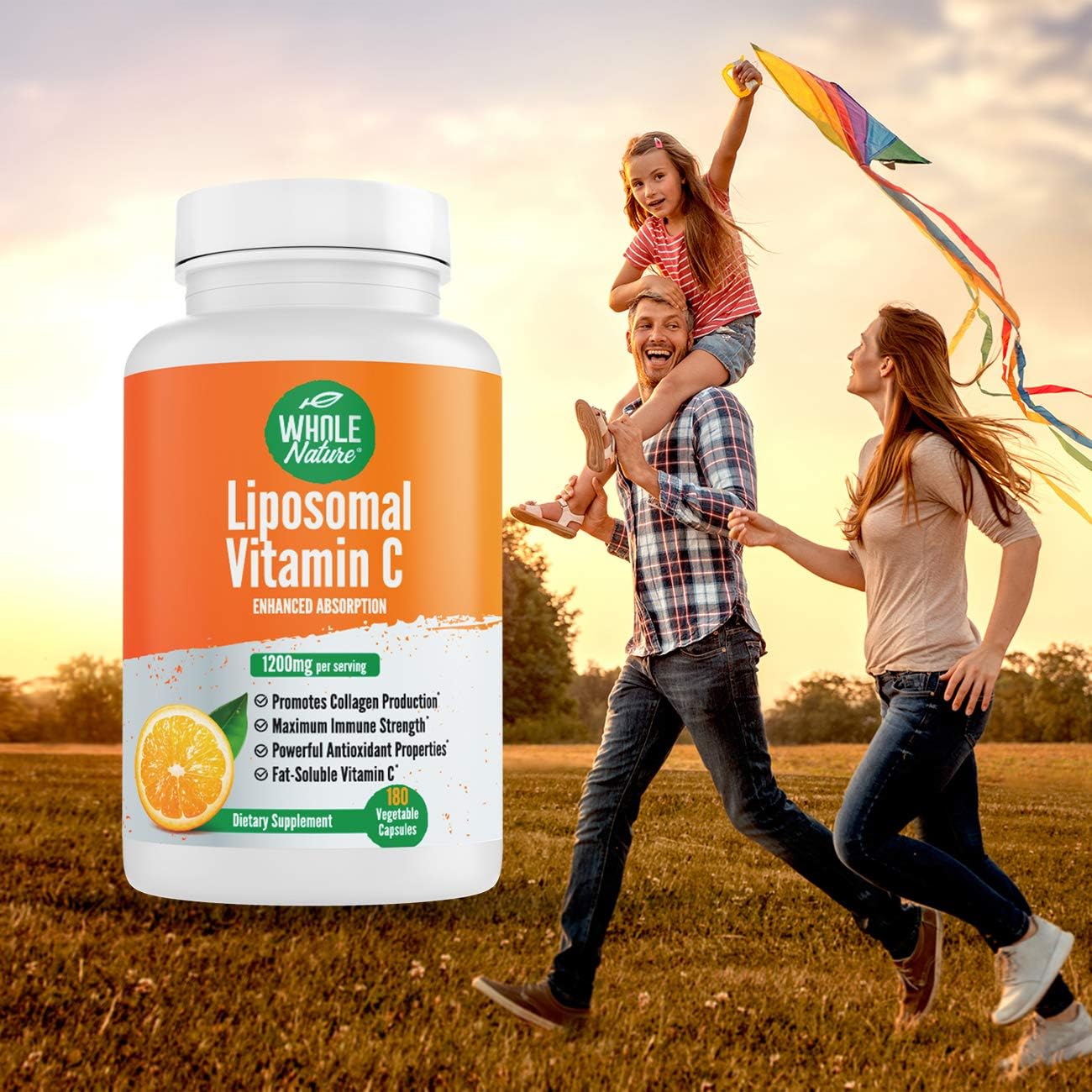 Vitamina C Liposomal 1200 mg - 180 Cápsulas Veganas de Alta Absorción