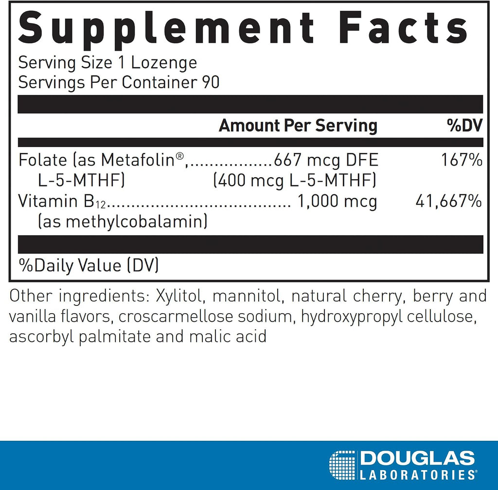 Douglas Laboratories Methyl B12 Plus | 90 comprimidos bucales de metilcobalamina