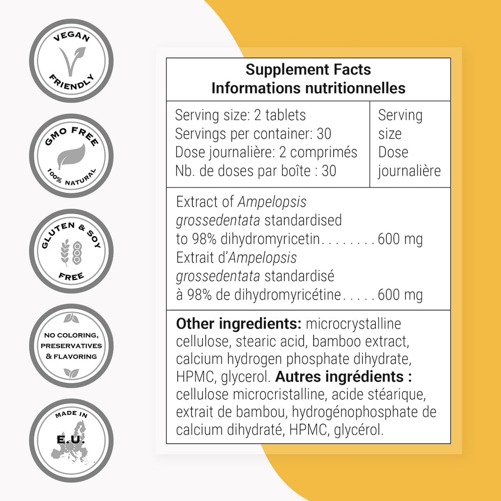Supersmart Dihydromyricetin 600mg - DHM 98% - 60 Comprimidos