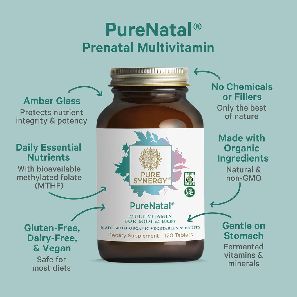 PURE SYNERGY PureNatal Vitaminas Prenatales - 120 Comprimidos Veganos