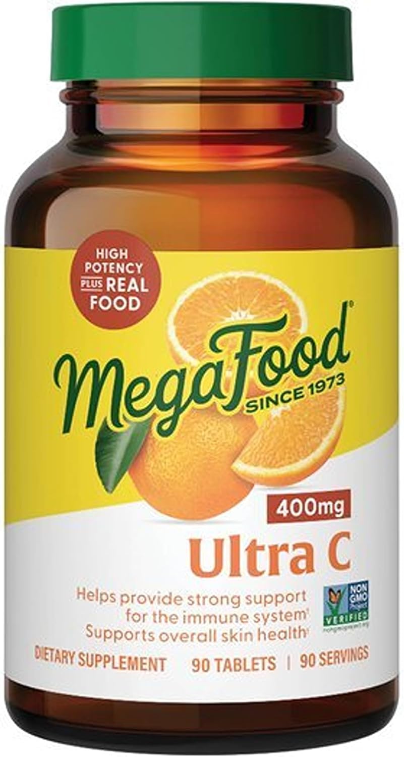 MegaFood Ultra C 400 mg - 90 Comprimidos - Suplemento de Vitamina C Vegano con Alimentos Reales