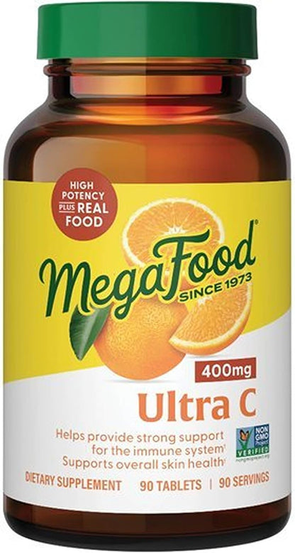 MegaFood Ultra C 400 mg - 90 Comprimidos - Suplemento de Vitamina C Vegano con Alimentos Reales – Image 1
