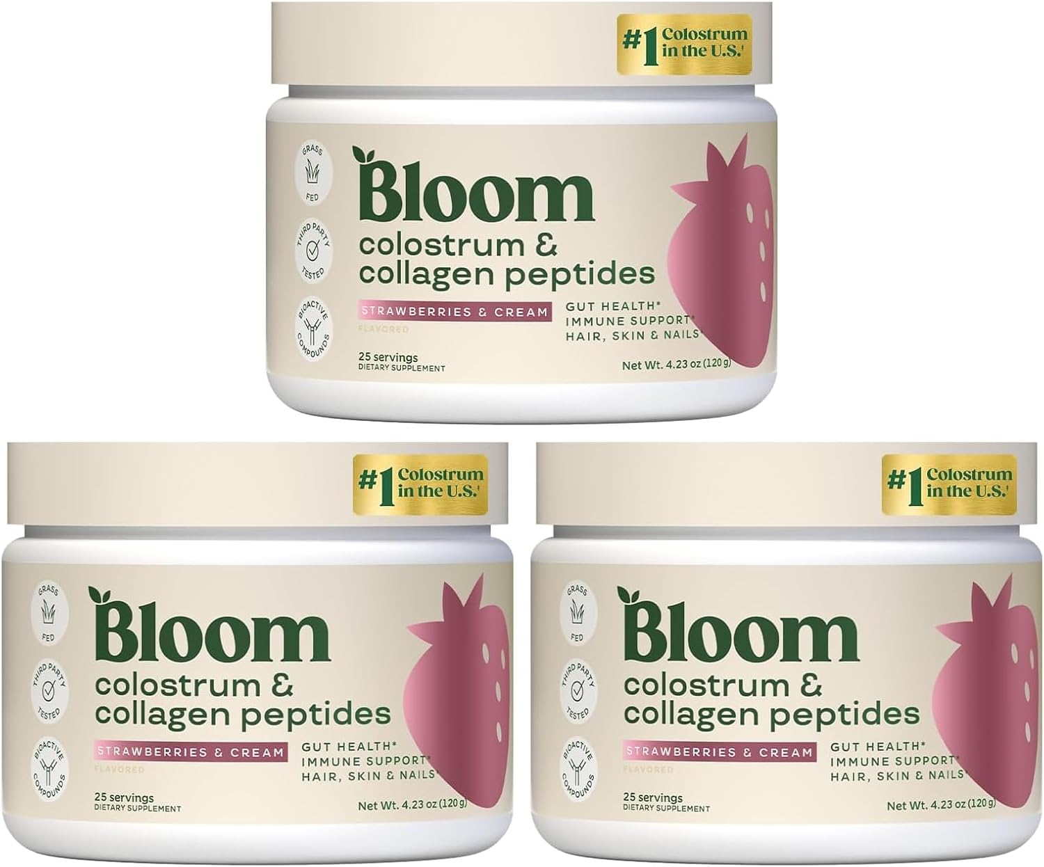 Bloom Nutrition Polvo de Calostro Bovino con Vitamina B12 y Probióticos | Sin Sabor, 25 Raciones