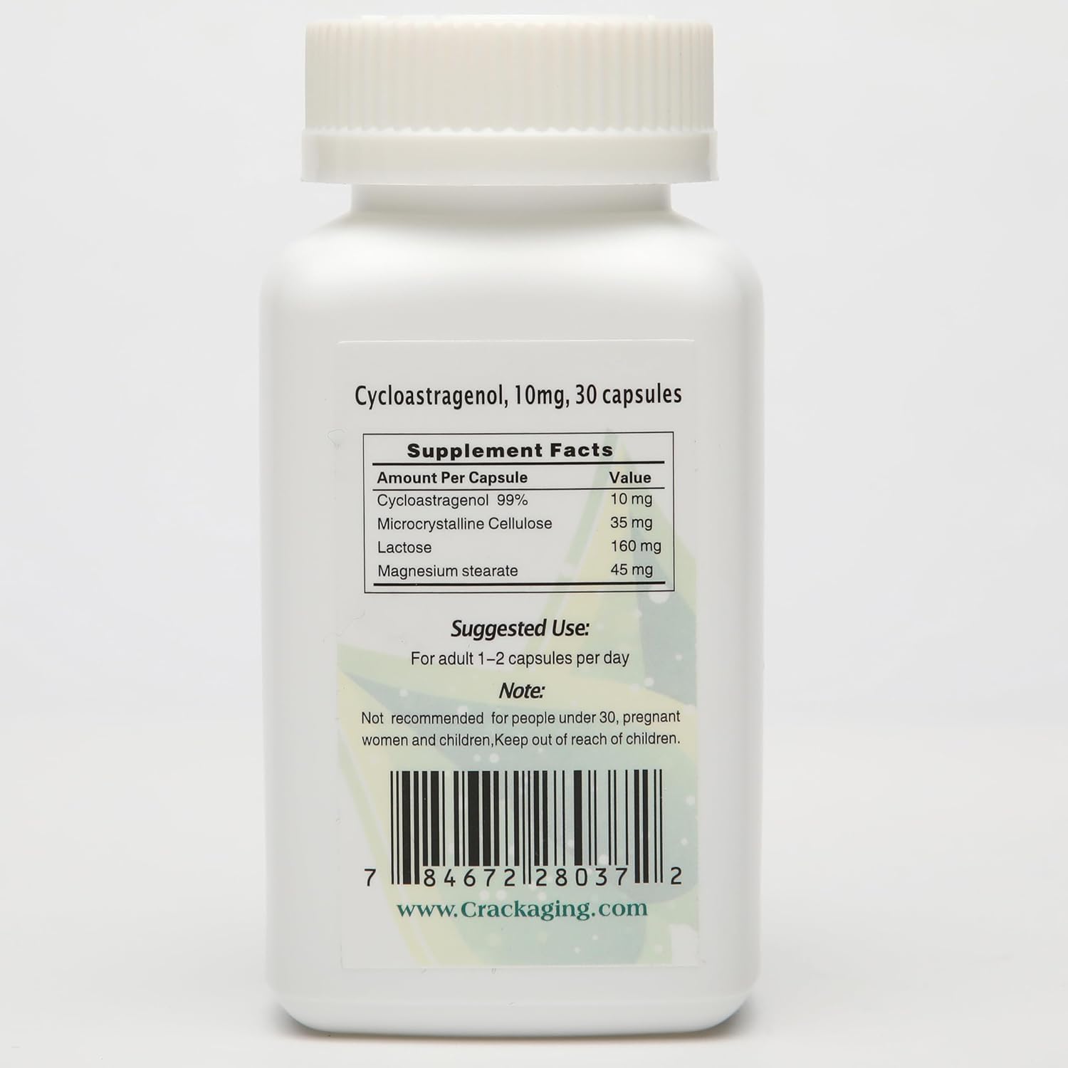 Crackaging Cycloastragenol 98% 10mg - 30 Cápsulas Veganas