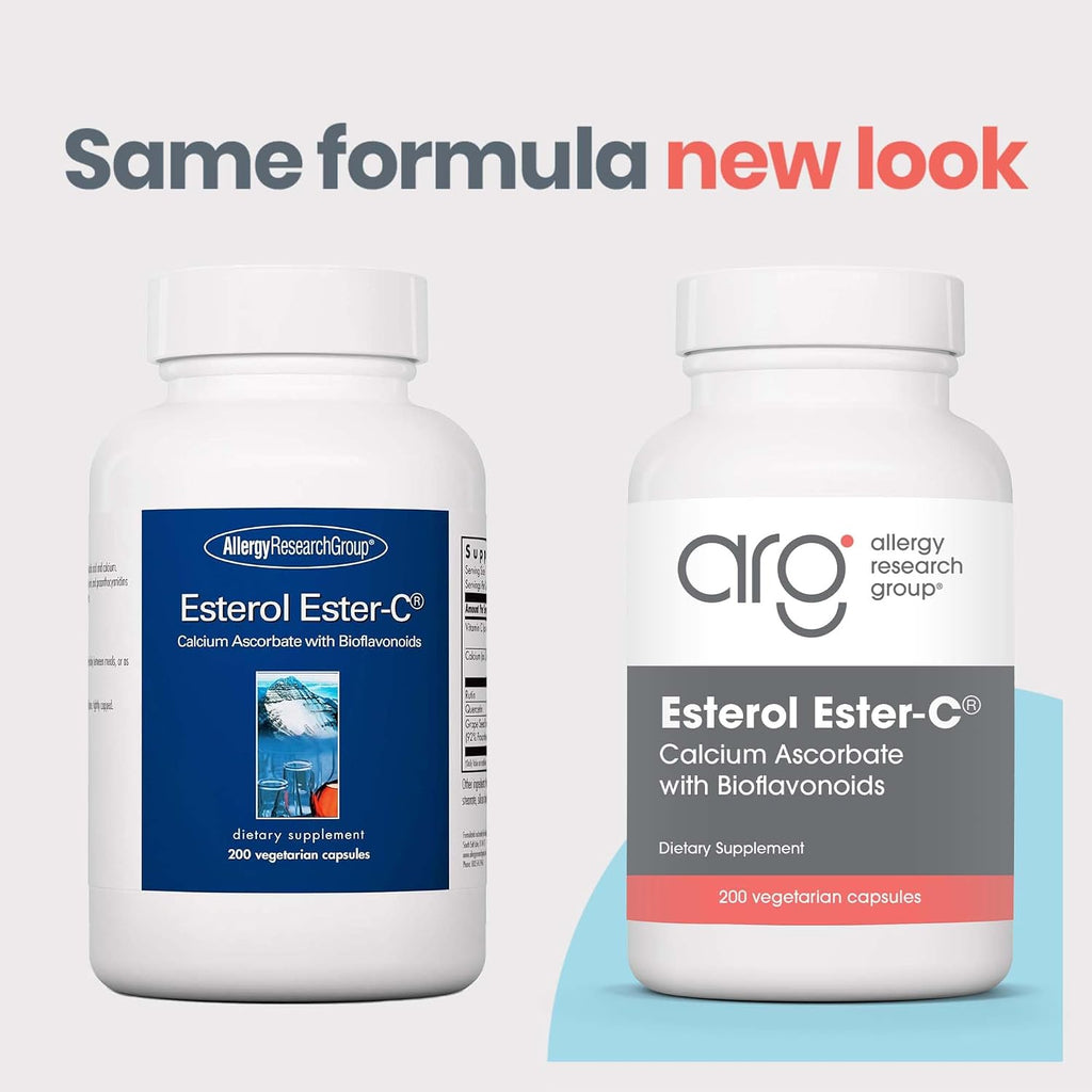 Allergy Research Group Esterol Ester C – Vitamina C tamponada con bioflavonoides y quercetina, 200 cápsulas