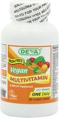 Deva Vitaminas Veganas Multivitamínico Diario Sin Hierro Tabletas, 90 Unidades