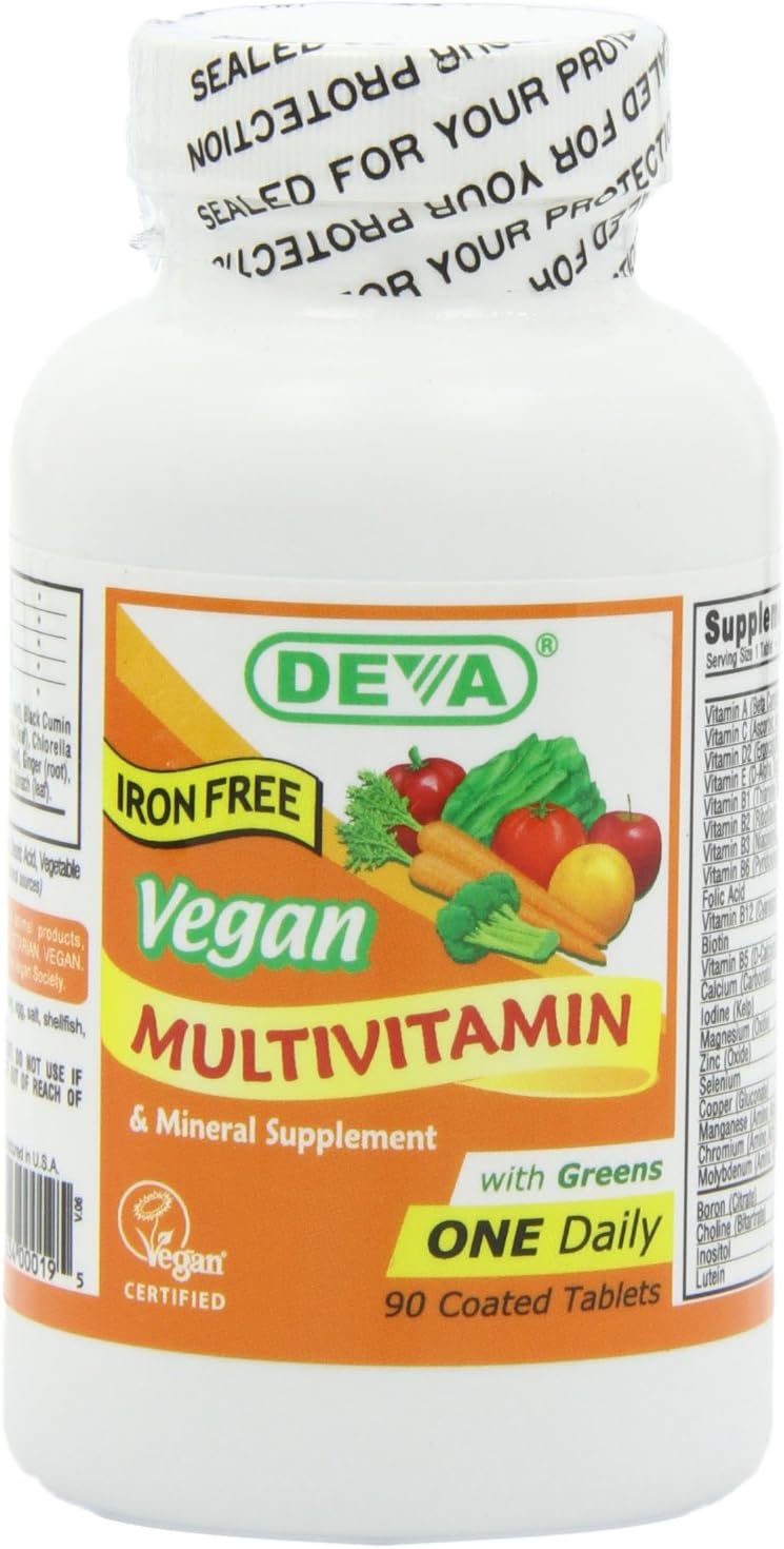 Deva Vitaminas Veganas Multivitamínico Diario Sin Hierro Tabletas, 90 Unidades
