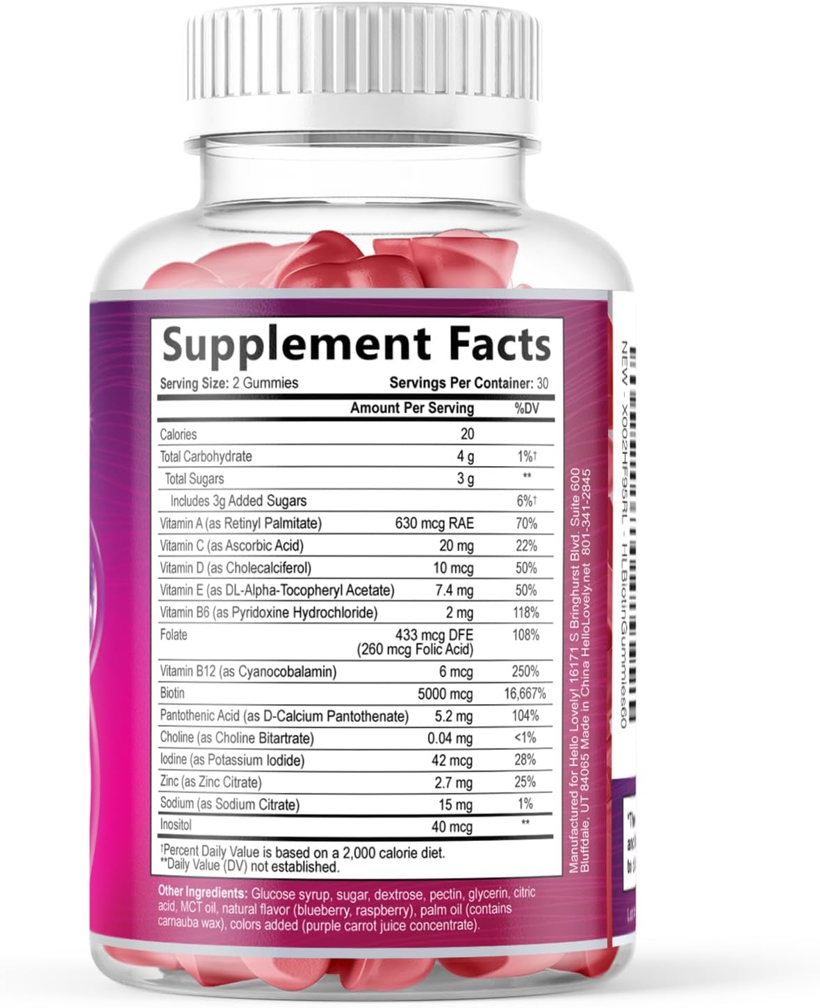 Gominolas de Biotina 5000 mcg con Vitaminas E y C – 60 Gominolas