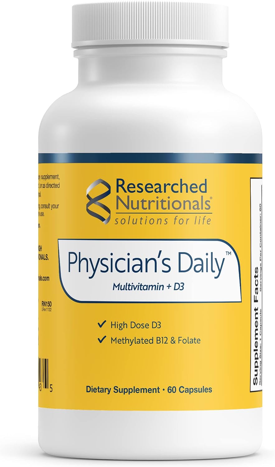 Physician's Daily + D3 - Multivitamínico Metilado con Vitamina D3 2000 UI, B12 Metilada, Metilfolato y B6 Activa - 60 Cápsulas