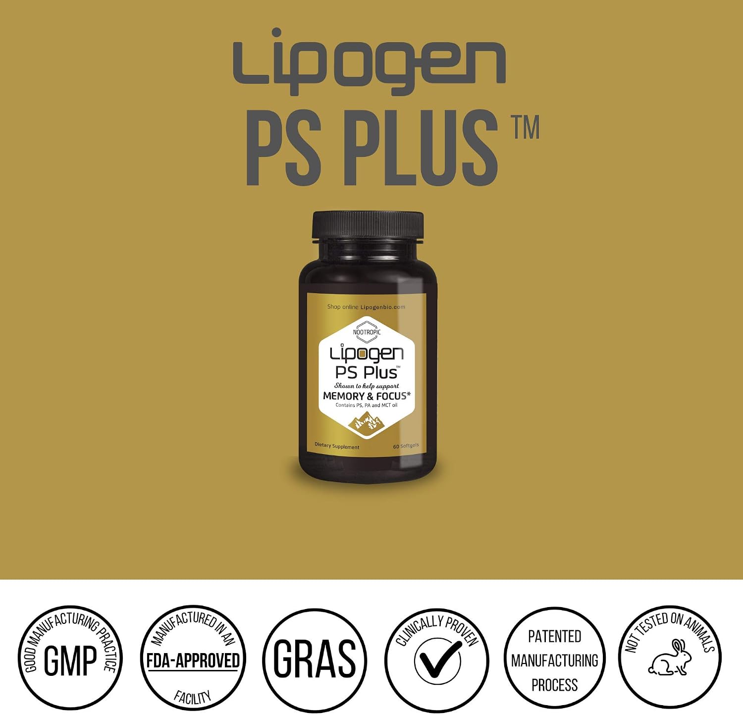 Lipogen PS Plus Complemento para la Memoria y Concentración - 180 Cápsulas Blandas (3 Meses)