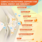 Wiszeen Vitamin D3 K2 Gummies, Sin Azúcar, con Omega 3, Calcio y Magnesio