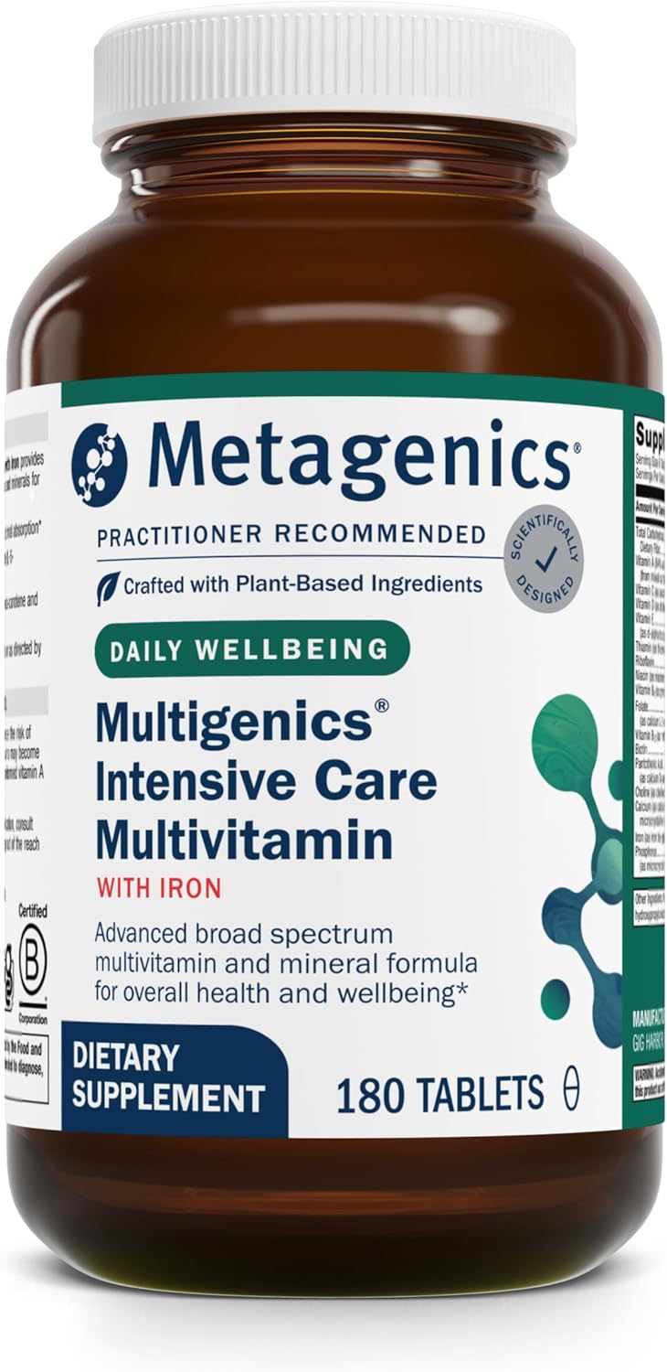 Metagenics Multigenics Intensive Care Multivitamínico con Hierro - Fórmula de alta absorción - con Vitamina C, Folato, Zinc, Quercetina y Betacaroteno - 180 Comprimidos