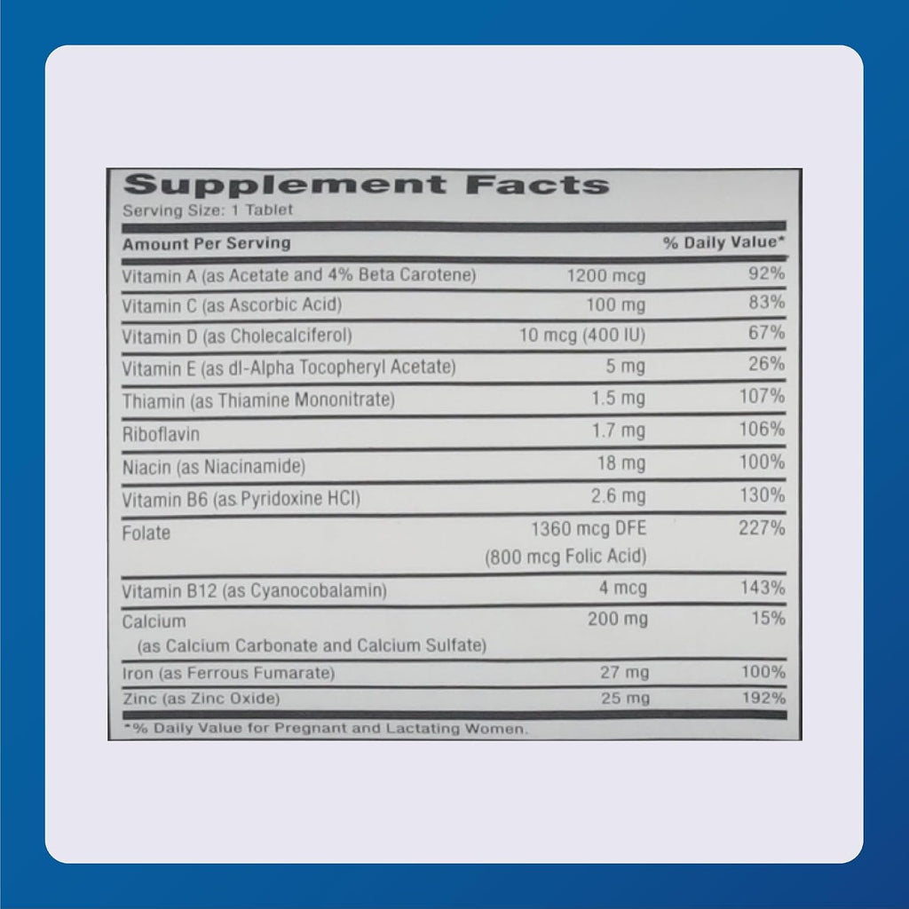 MAJOR Prenatal Tablets – Dietary Supplement for Pregnant and Lactating Women – 100 Tablets