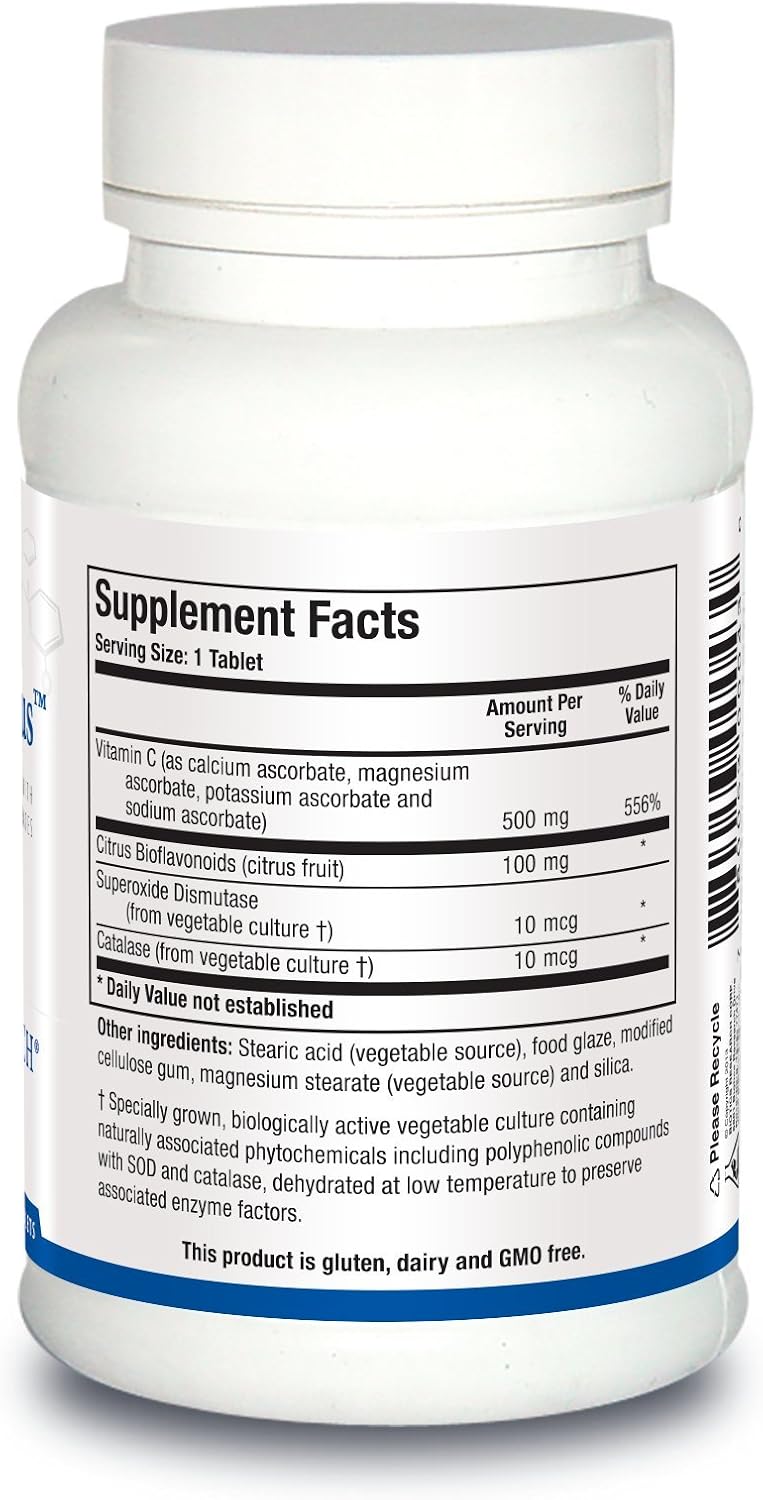 Biotics Research Bio C Plus - Vitamina C como Ascorbatos Minerales Mixtos con Bioflavonoides Cítricos, SOD y Catalasa - 100 Comprimidos
