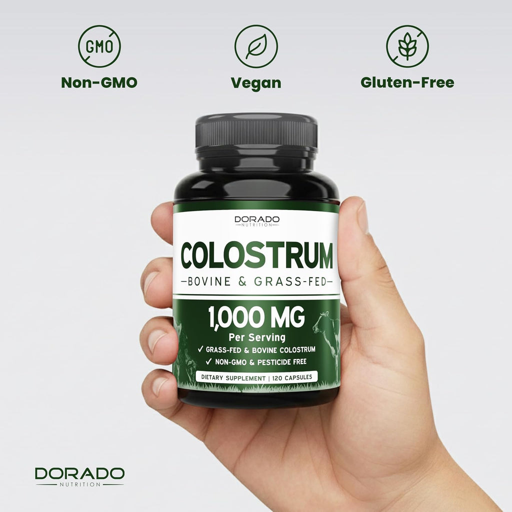 Calostro Bovino (120 Cápsulas) - 1000mg por Ración - 20% IgG - Dorado Nutrition