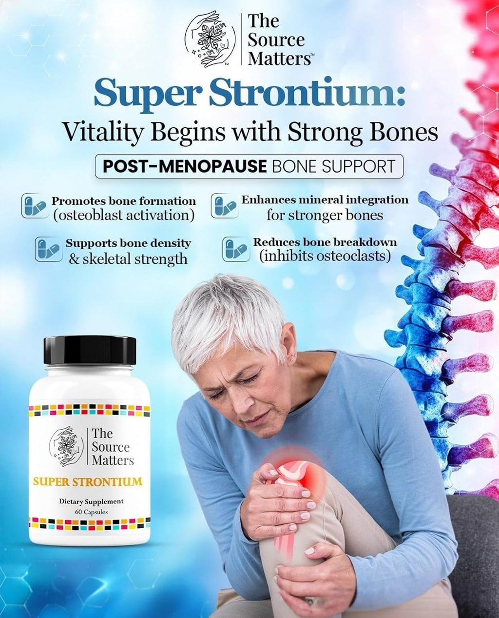 The Source Matters Super Strontium Boost, 60 Cápsulas