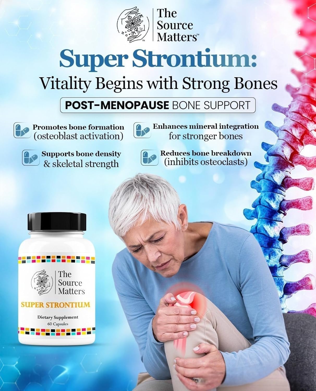 The Source Matters Super Strontium Boost, 60 Cápsulas